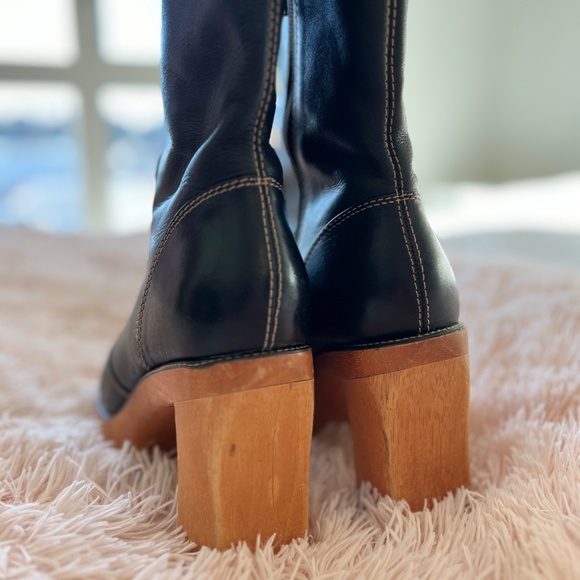 Vintage Steve Madden Platform Boots Wood Heel Size 9 - Picture 6 of 8